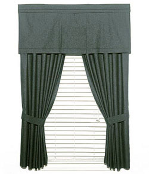Two Solid Black Denim curtains panels totally measuring 82 inches wide by 63 inches long. #denim