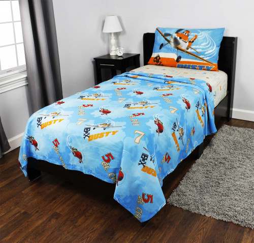 Disney's Planes twin size flat sheet, fitted sheet, and one standard pillowcase. #bed