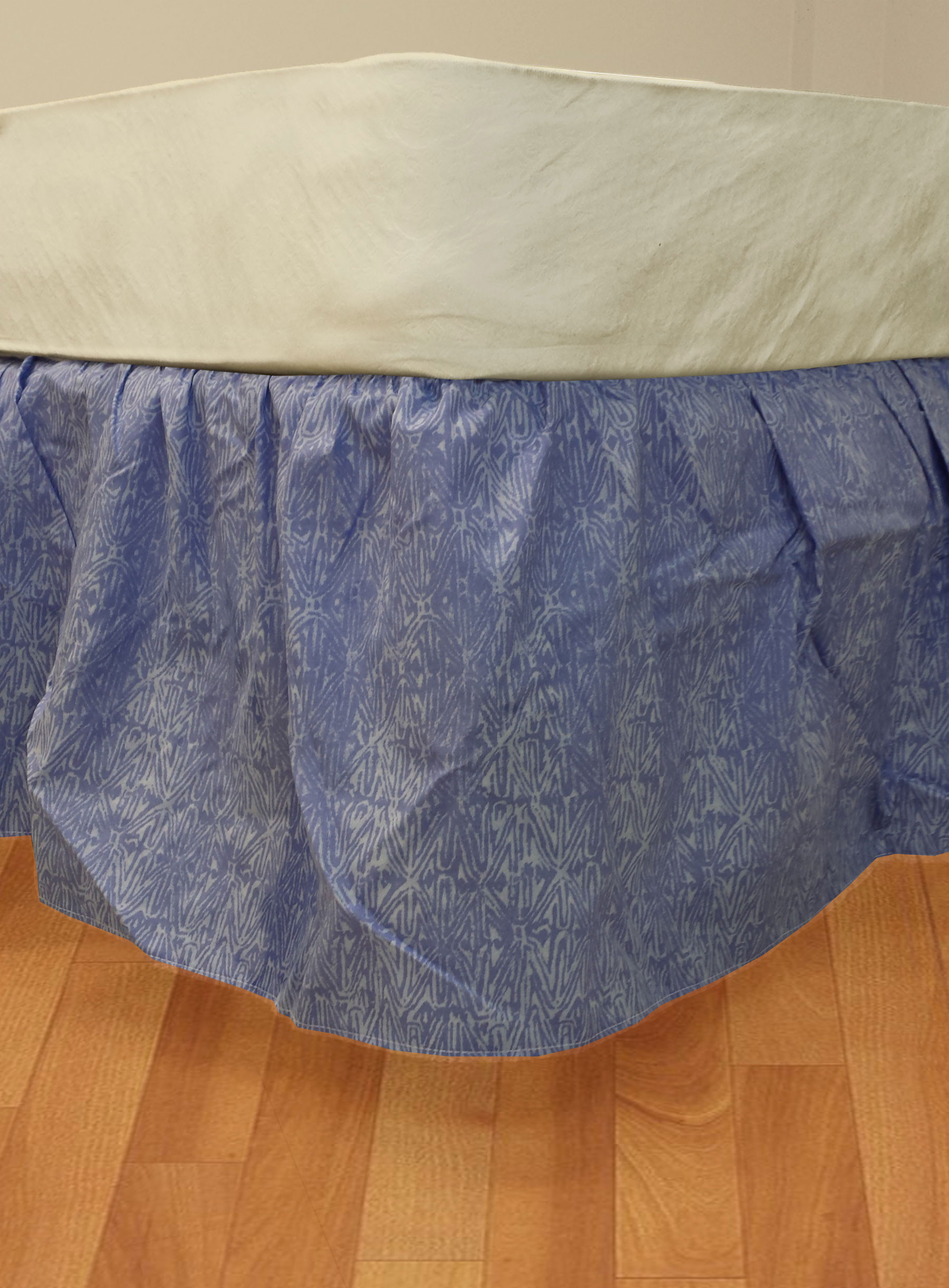 One Blue Geometric twin bed dust ruffle, 39 x 75 inches with approximately a 13 inch drop. #bed