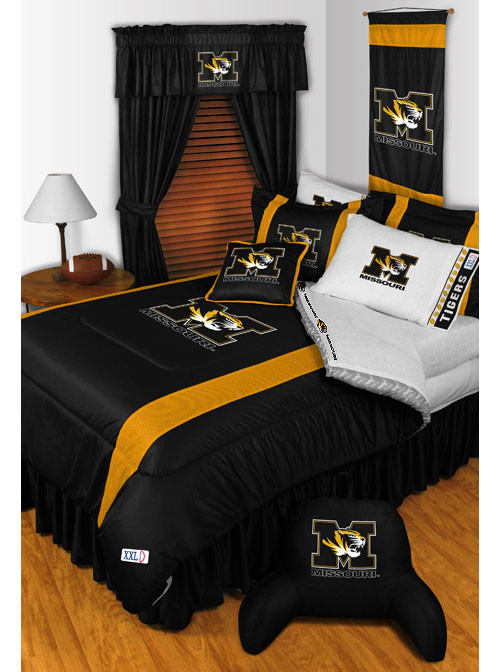 NCAA Missouri Tigers twin flat and fitted sheet, and one pillowcase. #bed