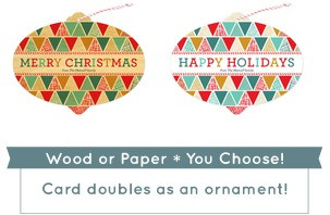 holiday ornament card - wood or paper #quilt