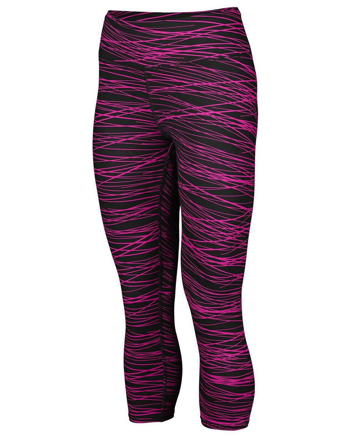 Augusta Sportswear AG2628 Men's Hyperform Compression Capri Pant - Black/Pink Print - XS #capri