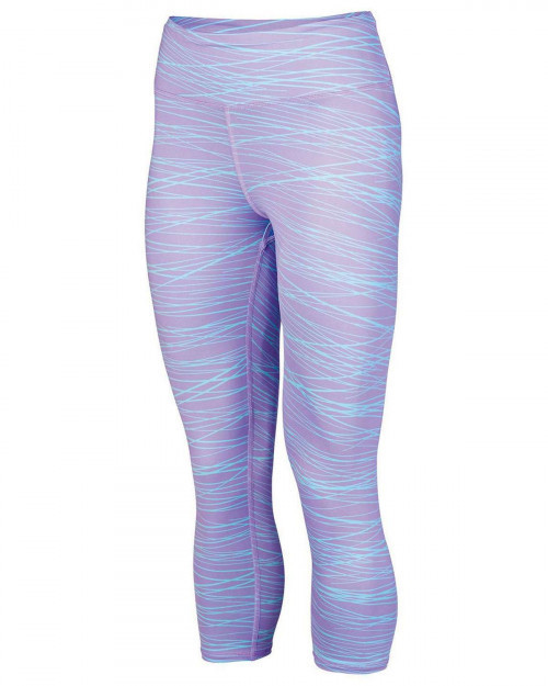 Augusta Sportswear AG2628 Men's Hyperform Compression Capri Pant - Light Lavender/Aqua Print - XS #capri