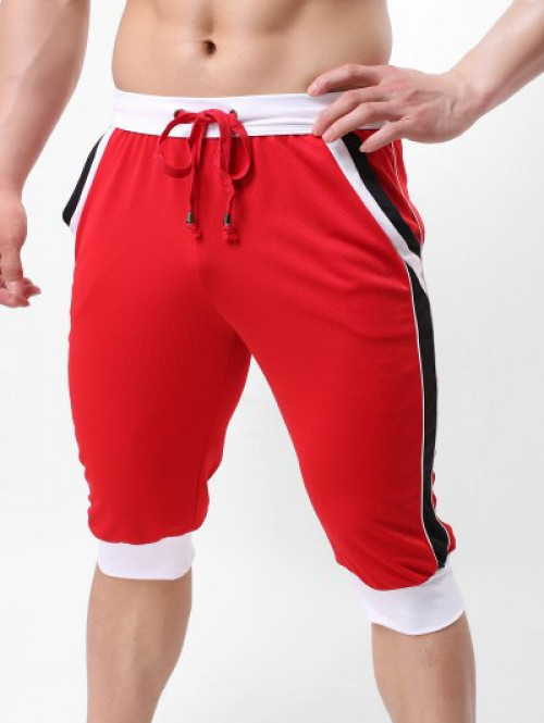 Color Block Drawstring Jogger Capri Pants #capri