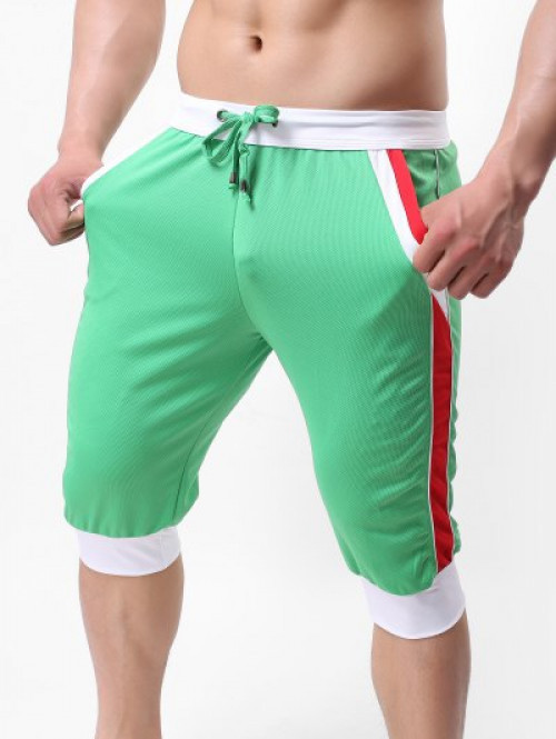 Color Block Drawstring Jogger Capri Pants #capri