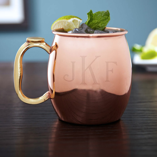 Are you a Moscow Mule enthusiast? Give your copper plated friend a personal touch with our Classic Monogram Moscow Mule Mug. Holding a generous 20 ounces, this copper mug features a stainless steel interior making it easy to clean so you will want to use #%20