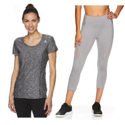 Make this Reebok fitted top and leggings your go-to gym outfit for comfort and support when you need it most during your workouts. Product Features Fitted top and bottom Athletic shirt is made with quick-dry fabric High waisted workout capris Wicks moistu #capri