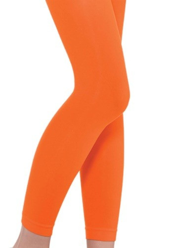 These Child Orange Footless Tights will make a great addition to their Halloween costume. #capri