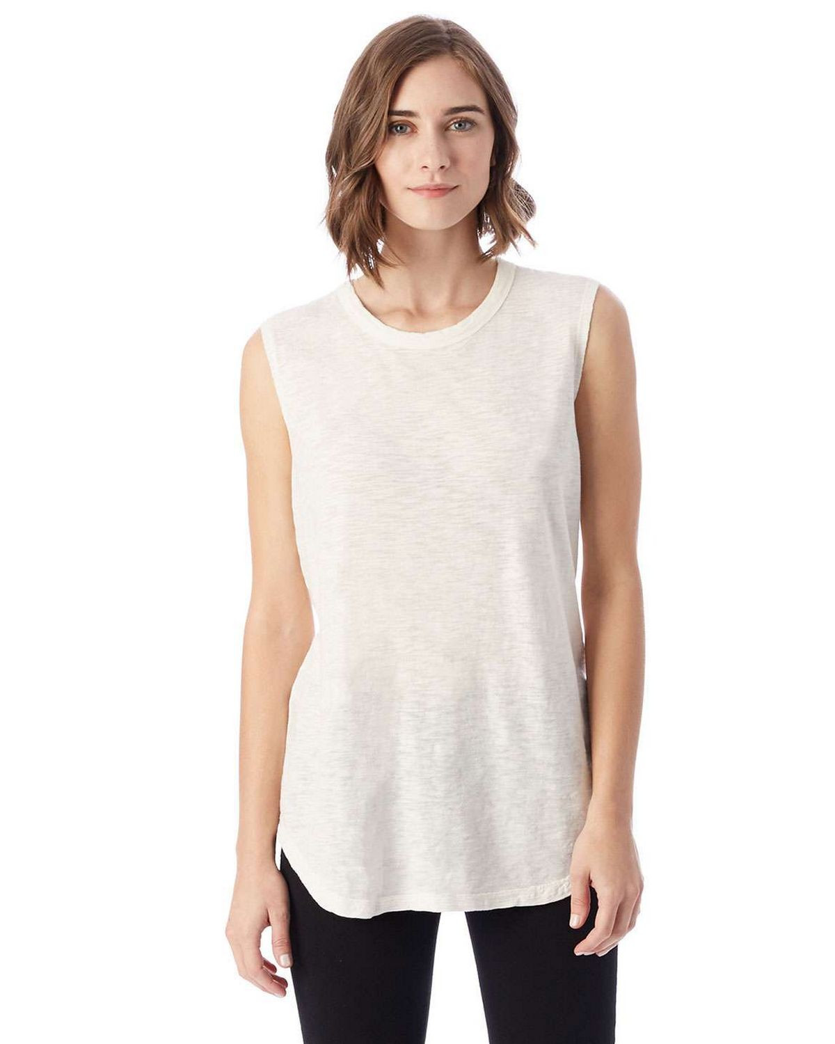 Alternative 2898J1 Women's Inside Out Garment Dye Slub Sleeveless T-Shirt - Vintage White Reactive - XS #sleeveless