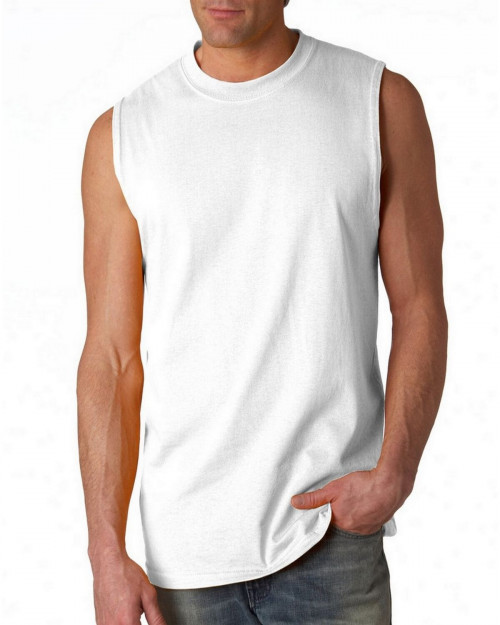 Gildan G2700 Men's Ultra Cotton 6 oz. Sleeveless T-Shirt - White - S #sleeveless