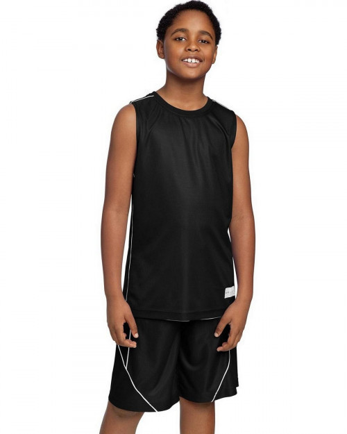 Sport-Tek YT555 Youth PosiCharge Mesh Reversible Sleeveless Tee - Black - XS #sleeveless