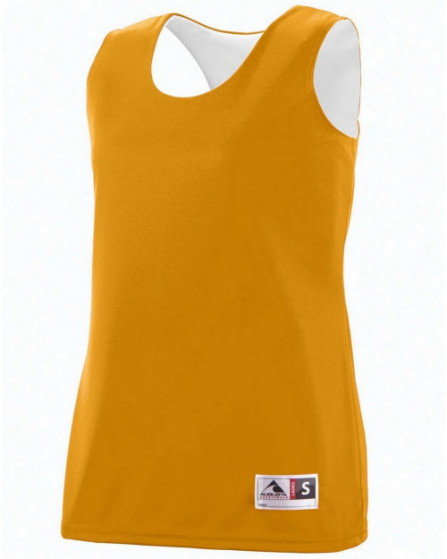 Augusta Sportswear 147 Women's Wicking Polyester Reversible Sleeveless Jersey - Gold/White - S #sleeveless