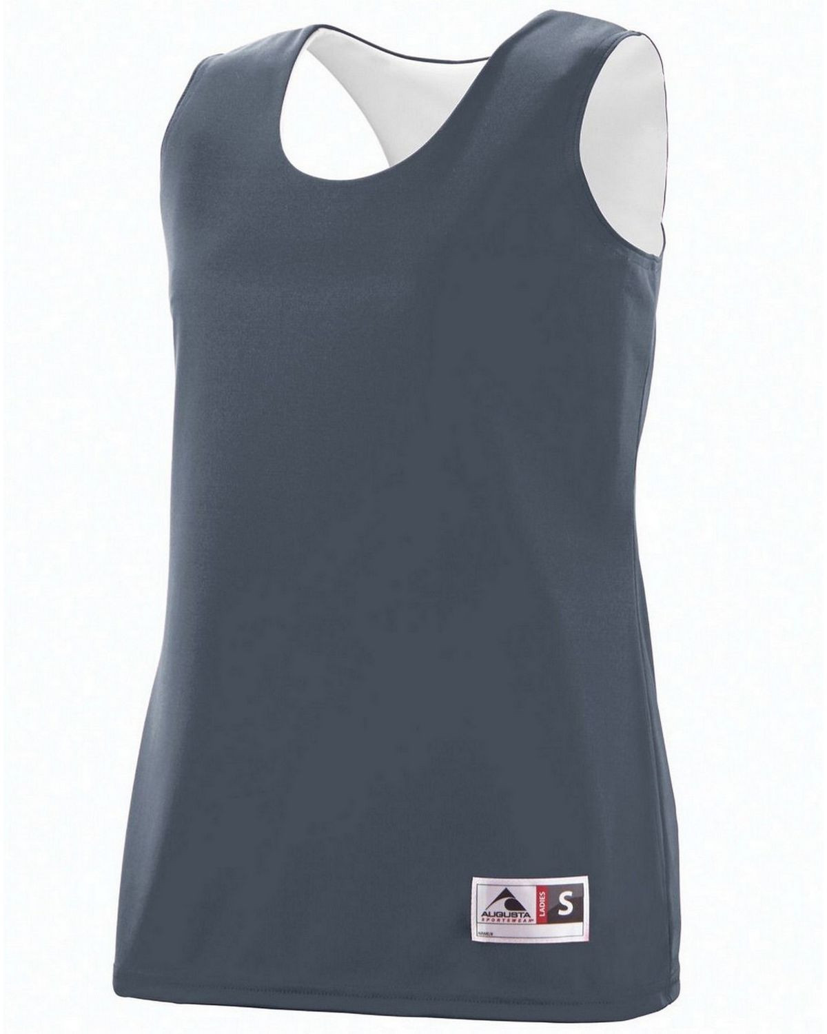 Augusta Sportswear 147 Women's Wicking Polyester Reversible Sleeveless Jersey - Graphite/White - S #sleeveless