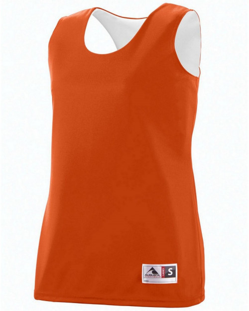 Augusta Sportswear 147 Women's Wicking Polyester Reversible Sleeveless Jersey - Orange/White - S #sleeveless