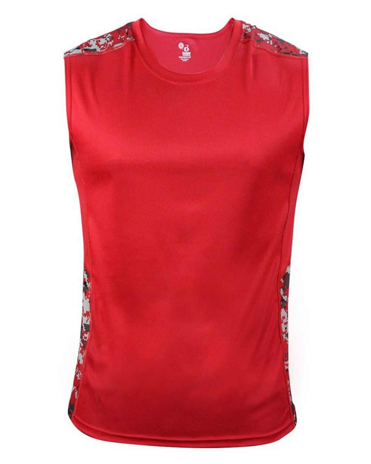 Badger 4532 Digital Camo Battle Sleeveless T-Shirt - Red/ Red - S #sleeveless