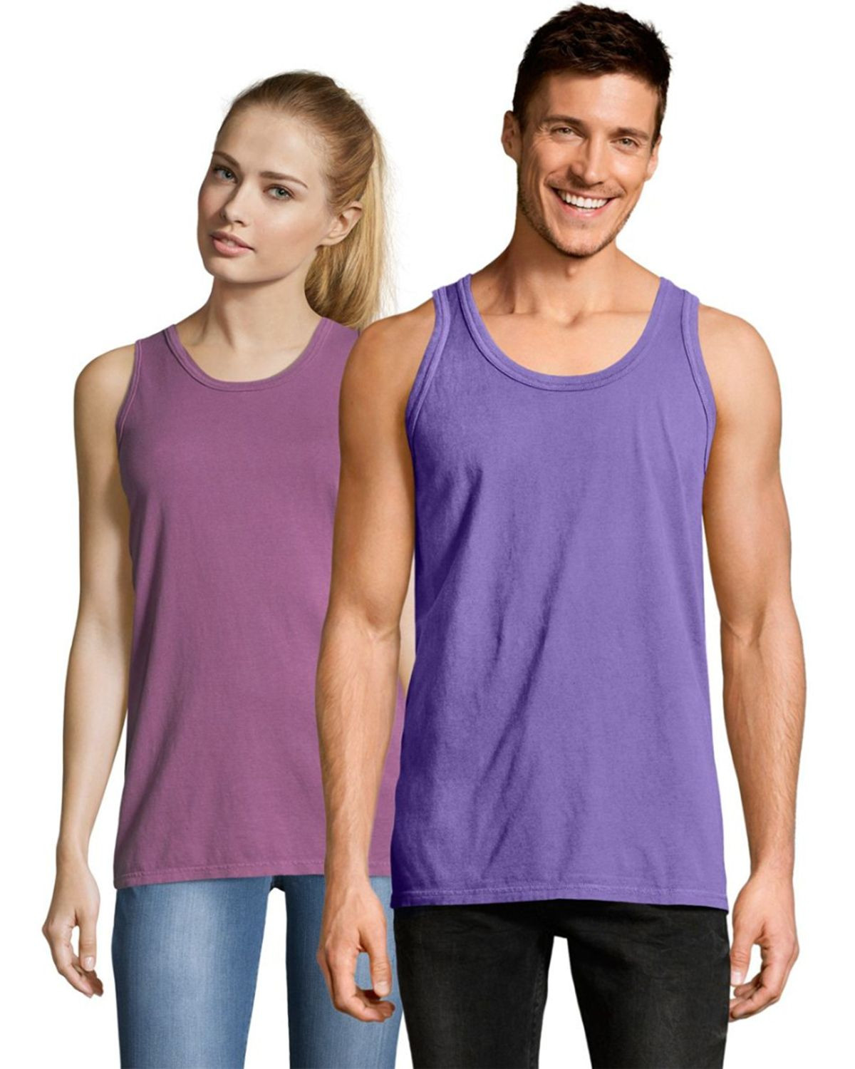 Hanes GDH300 GRTDYE Men's ComfortWash Garment Dyed Sleeveless Tank Top - Lavender - S #sleeveless