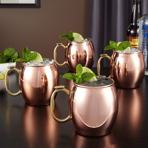 Provide your home bar with the means to entertain all your friends with our set of four Moscow Mule mugs. Copper plated, and lined with stainless steel, these mugs are not only ideal for your Moscow Mules but for any homemade cocktails. Keeping your drink #%20